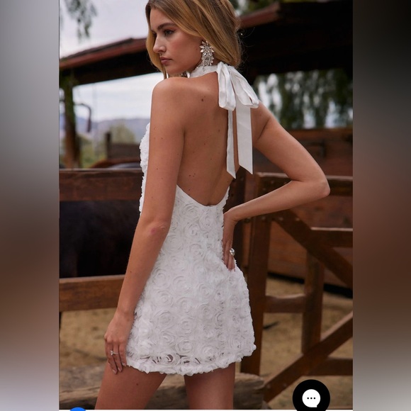 12th Tribe Maya White Floral Applique Halter Mini Dress - Picture 10 of 10